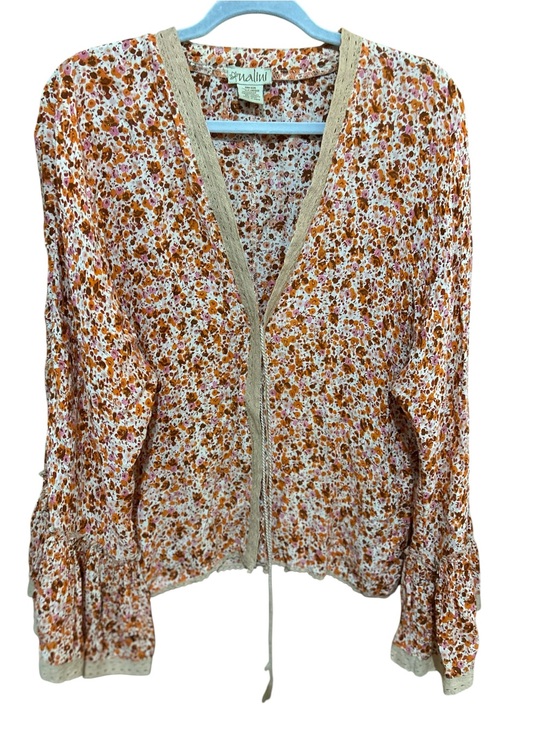 Nalini Sweaters - Nalini Floral Kimono Cardigan Boho Bell Sleeve Tassel Open Front Top One Size OS